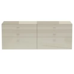 Now! No.14 By Hülsta Sideboard 4R 6 Schubladen 76,8x210x42 - Lack-seidengrau/Hochglanz-seidengrau