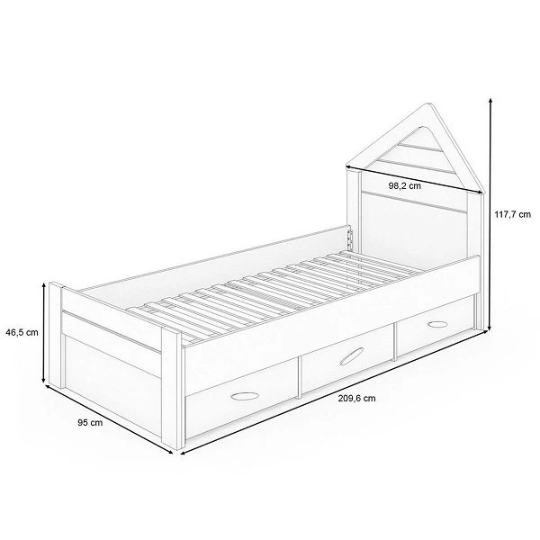 Nature Kid My House Einzelbett Natur/grau 90 X 200 Cm Inkl. Schublade 5 Nature Kid My House Einzelbett Natur/grau 90 X 200 Cm Inkl. Schublade – Bild 3