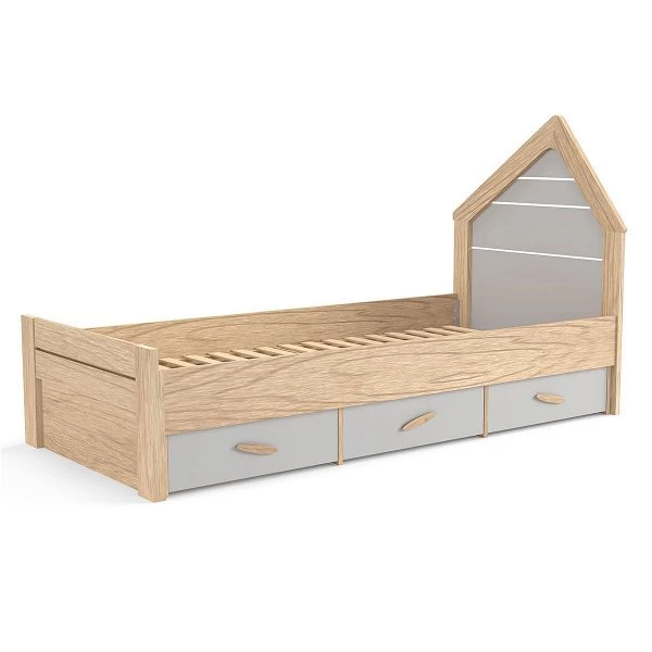 Nature Kid My House Einzelbett Natur/grau 90 X 200 Cm Inkl. Schublade 4 Nature Kid My House Einzelbett Natur/grau 90 X 200 Cm Inkl. Schublade – Bild 2