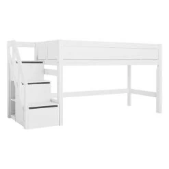 LIFETIME Halbhochbett Mit Treppe Weiß Höhe 128 Cm