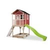 EXIT TOYS EXIT Loft 700 Holzspielhaus - Rot Extra Hoch - Mit Sandkasten, Rutsche & Geländer