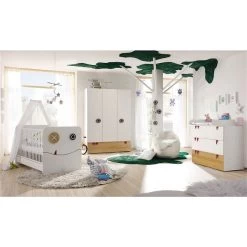 Hülsta Now! Minimo Kinderzimmer 3-türiger Schrank In Schneeweiß/Natureiche Inkl Wickelansatz