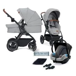 Kinderkraft B-TOUR 3in1 Kinderwagen Light Grey Inkl. Autositz, Adapter, Fußsack, & Regenschutz