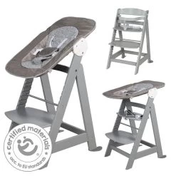 Roba Treppenhochstuhl Born Up 2 In 1 | Taupe Inkl. Neugeborenenaufsatz Miffy