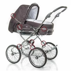 HESBA ClassicA Kinderwagen Außen 557, Innen 150 Mit Schwenkbaren Vorderrädern Schwarz SW-SL 2/25 -Baby Produkt Laden 9002 sicherheitsaustattung tuev 34