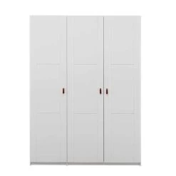 LIFETIME Schrank 150 Cm, 3 Türen, Weiß Massivholz/MDF, Ohne Griffe