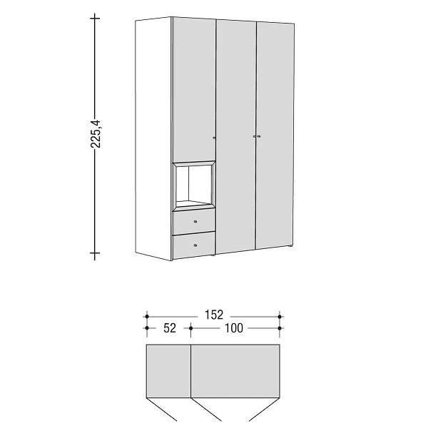 Now! Wardrobes By Hülsta Kombination 7 225,4x152x59 Cm | Lack-grau/Lack-Hochglanz-weiß 4 Now! Wardrobes By Hülsta Kombination 7 225,4x152x59 Cm | Lack-grau/Lack-Hochglanz-weiß – Bild 2