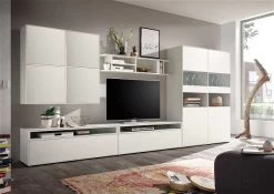 Now! By Hülsta Easy Wohnwand Lack-reinweiß 181x384x45 Mit Media-Lowboard - 9-teilig