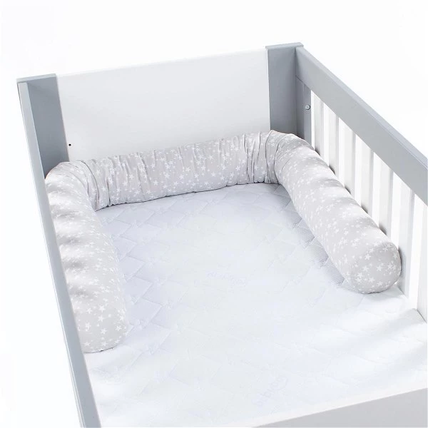 Babybay Nestchenschlange Piqué Für Kinderbetten Perlgrau, Mit Sternen Weiß 4 Babybay Nestchenschlange Piqué Für Kinderbetten Perlgrau, Mit Sternen Weiß – Bild 2