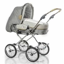 HESBA Condor Coupe Kinderwagen Außen 793 Innen 200 Teilleder Räder Schwarz 25 Cm, Ledergriff Greige