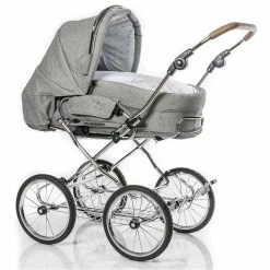 HESBA Condor Coupe Kinderwagen Außen 765 Innen 700 Räder Schwarz 30 Cm, Ledergriff Braun