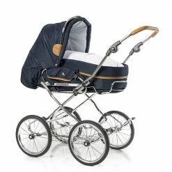 HESBA Condor Coupe Kinderwagen Außen 546 Innen 180 Teilleder - Räder Schwarz 30 Cm, Griff Hellbra