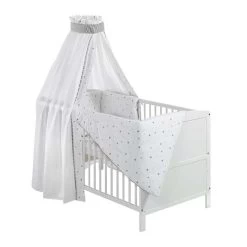 Schardt Conny Komplettbett Weiß - 70x140 Cm Mit Ausstattung Sternchen Grau