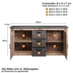 Trendteam Georgia Sideboard Tabak Eiche/Matera -Baby Produkt Laden georgia wo 1735 873 48 bema t freisteller