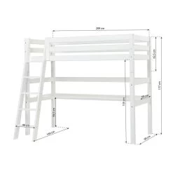 Hoppekids Hochbett ECO Luxury 90x200 Cm M. Schräger Leiter, Tischplatte & Absturzsicherung -Baby Produkt Laden hochbett schreibtisch schraeg