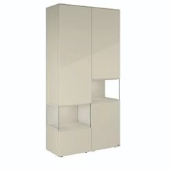 Hülsta Neo Wohnwand Vitrine 1 Schubkasten Und 3 Türen Hochglanzlack Seidengrau