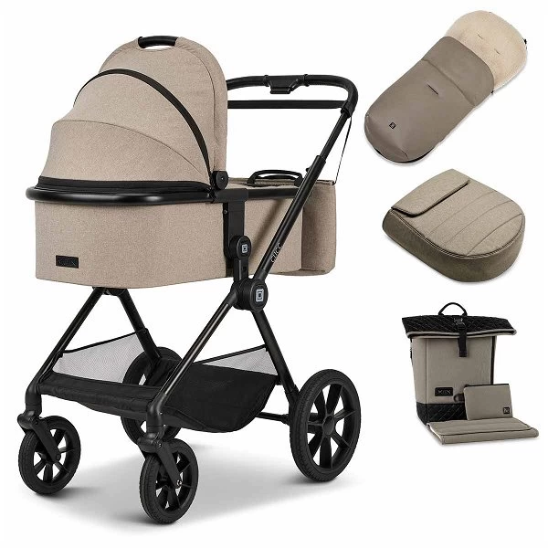Moon Clicc Kombi-Kinderwagen Mud Melange Zubehör Bundle 3 Moon Clicc Kombi-Kinderwagen Mud Melange Zubehör Bundle