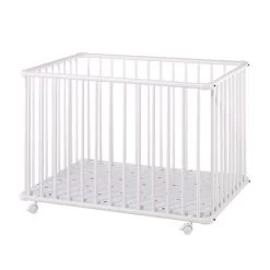 Schardt Laufgitter Basic Buche Massiv Weiß 75 X 100 Cm, Mit Laufrollen, Folie Prisma