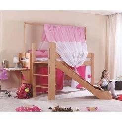 Relita LEO Spielbett Buche Massiv Geölt Mit Rutschenturm Und Himmelstange -Baby Produkt Laden leo buche leiter gr 1