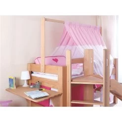 Relita LEO Spielbett Buche Massiv Geölt Mit Rutschenturm Und Himmelstange -Baby Produkt Laden leo himmel turm gr 1