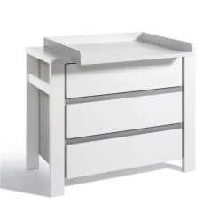 Schardt Milano Pinie Wickelkommode Weiß/Silber 3 Schubkästen - Mit Wickelaufsatz