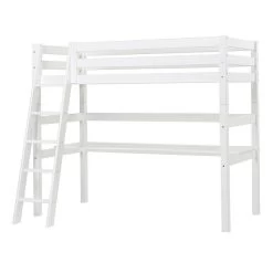 Hoppekids Hochbett ECO Luxury 90x200 Cm M. Schräger Leiter, Tischplatte & Absturzsicherung