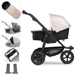 Tfk Mono 2 Kombi Kinderwagen Sand Luftrad-Set Bundle Mit Cupholder