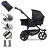 Tfk Mono 2 Kombi Kinderwagen Schwarz Luftkammer Radset Bundle Mit Cupholder