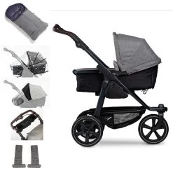 Tfk Mono 2 Kombi Kinderwagen Premium Grau Luftkammer Radset Bundle Mit Cupholder