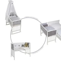 Schardt Multifunktionswiege 5 In 1 Buche Massiv Natur Mit Textiler Ausstattung Sternchen Grau -Baby Produkt Laden schardt vario umbaumoeglichkeiten 2