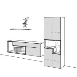 Hülsta Tetrim Wohnwand 1 - Lack-Ausführung Vitrine, Sideboard & Wandbord -Baby Produkt Laden tetrim 1 strich sp