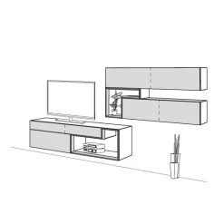 Hülsta Tetrim Wohnwand 2 - Lack-Ausführung Lowboard & Hängeelement -Baby Produkt Laden tetrim 2 strich sp