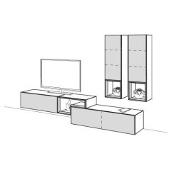 Hülsta Tetrim Wohnwand 3 - Lack & Natureiche Lowboard-Kombi & 2 Hängeelemente -Baby Produkt Laden tetrim 3 strich sp