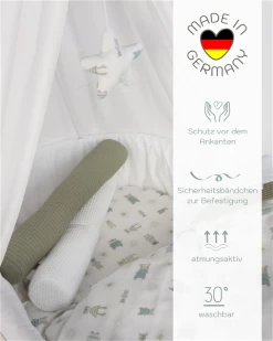 Mionido Stubenwagen Maxi Natur Pyjamabär Grün Mit Garnierung, Matratze Und Matratzenbezug -Baby Produkt Laden v1 560 80 usp 1